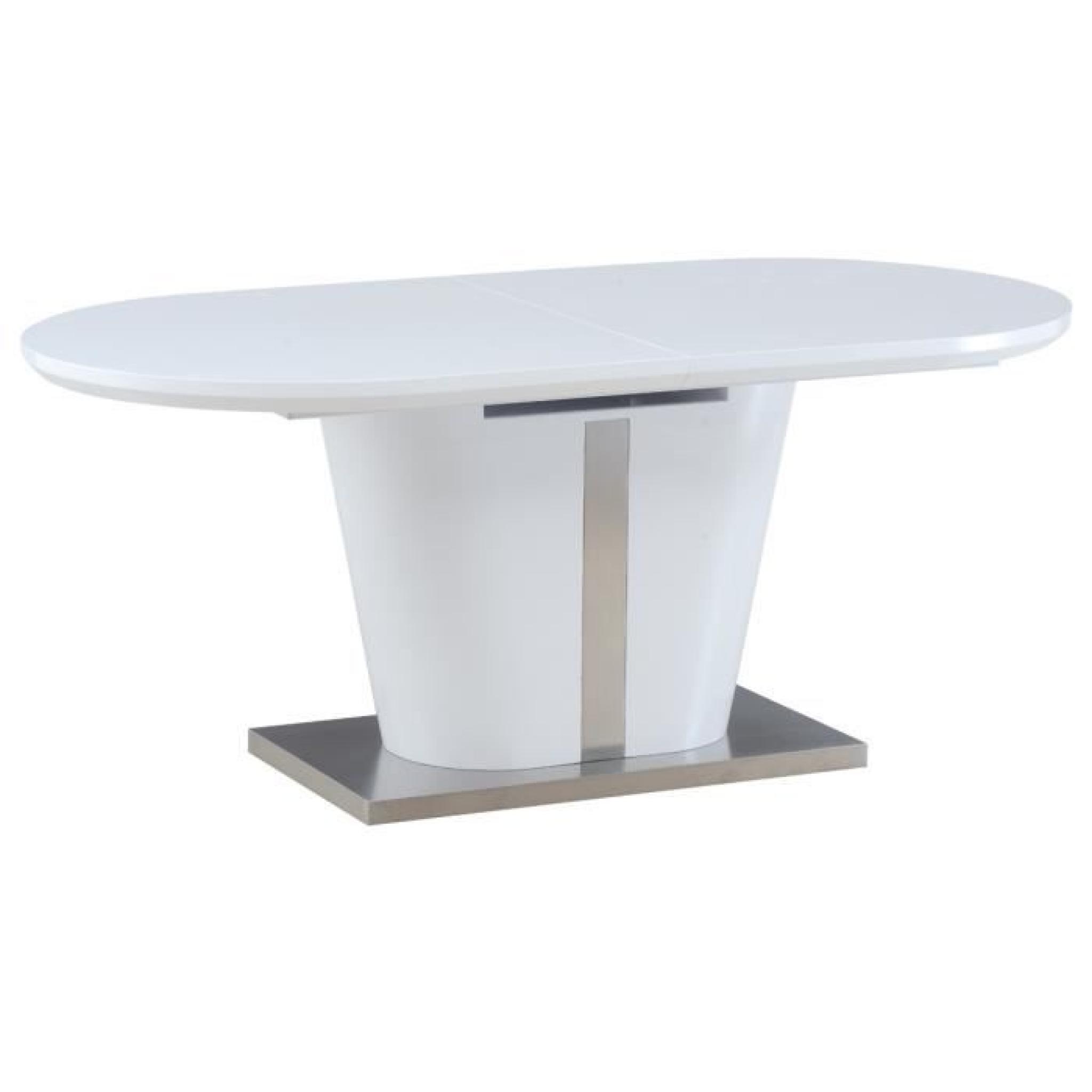 Table salle à manger ultra design blanc laqué avec rallonge pas cher