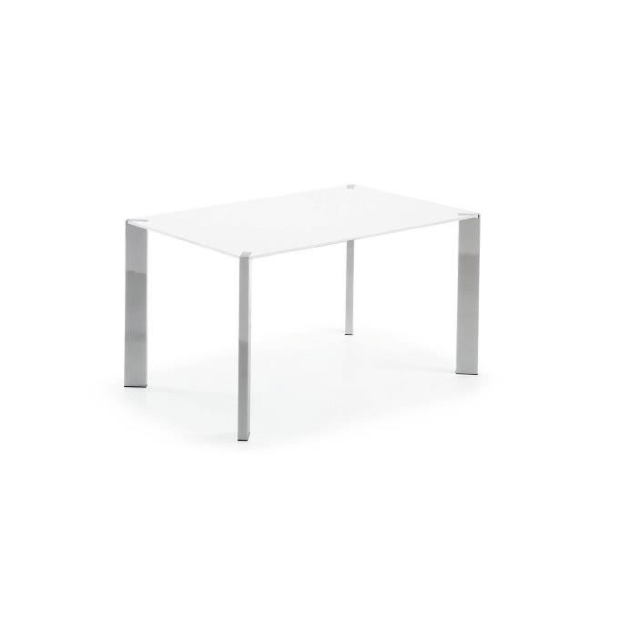 Table Spot 140x90 cm, argent et blanc pas cher