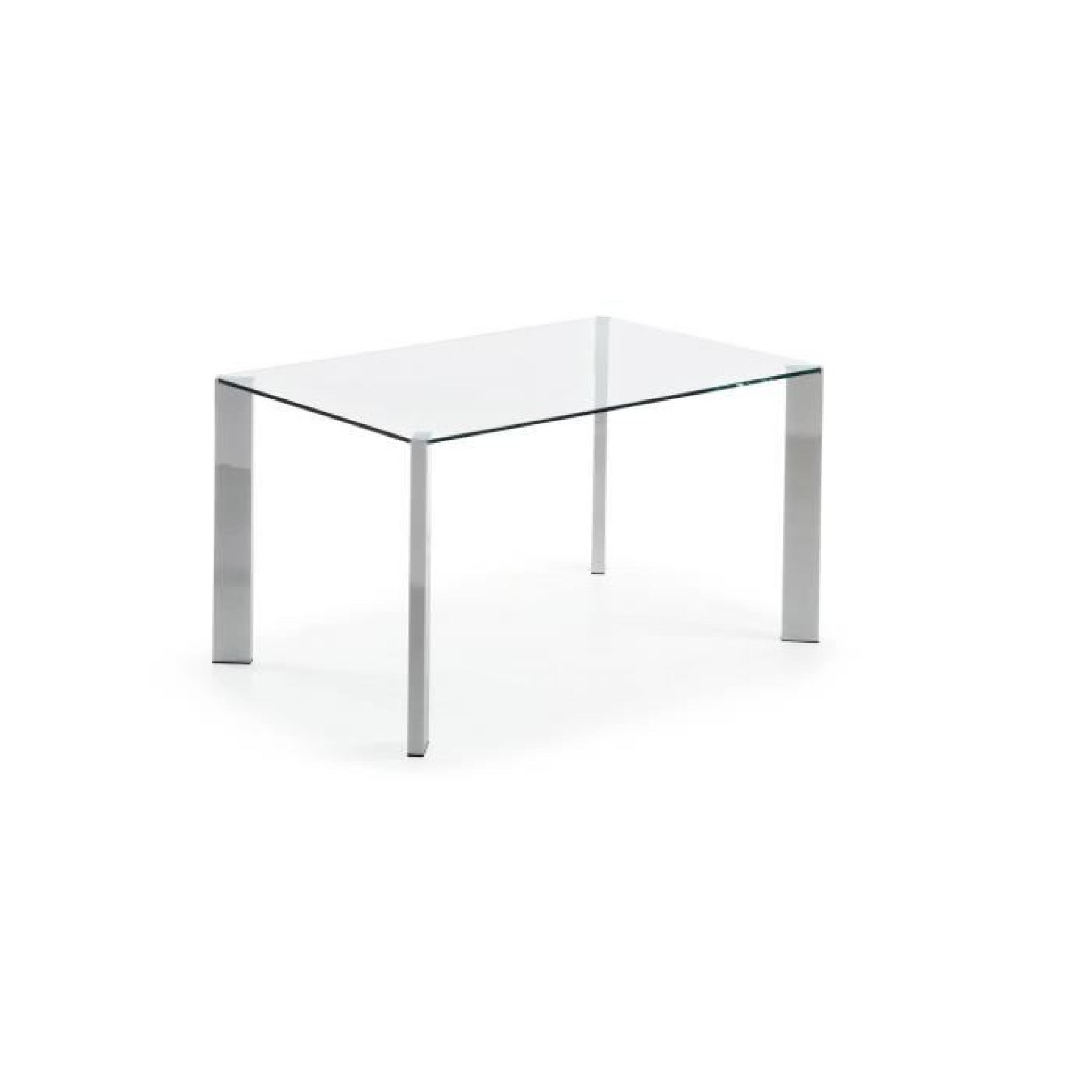 Table Spot 140x90 cm, argent et neutre pas cher
