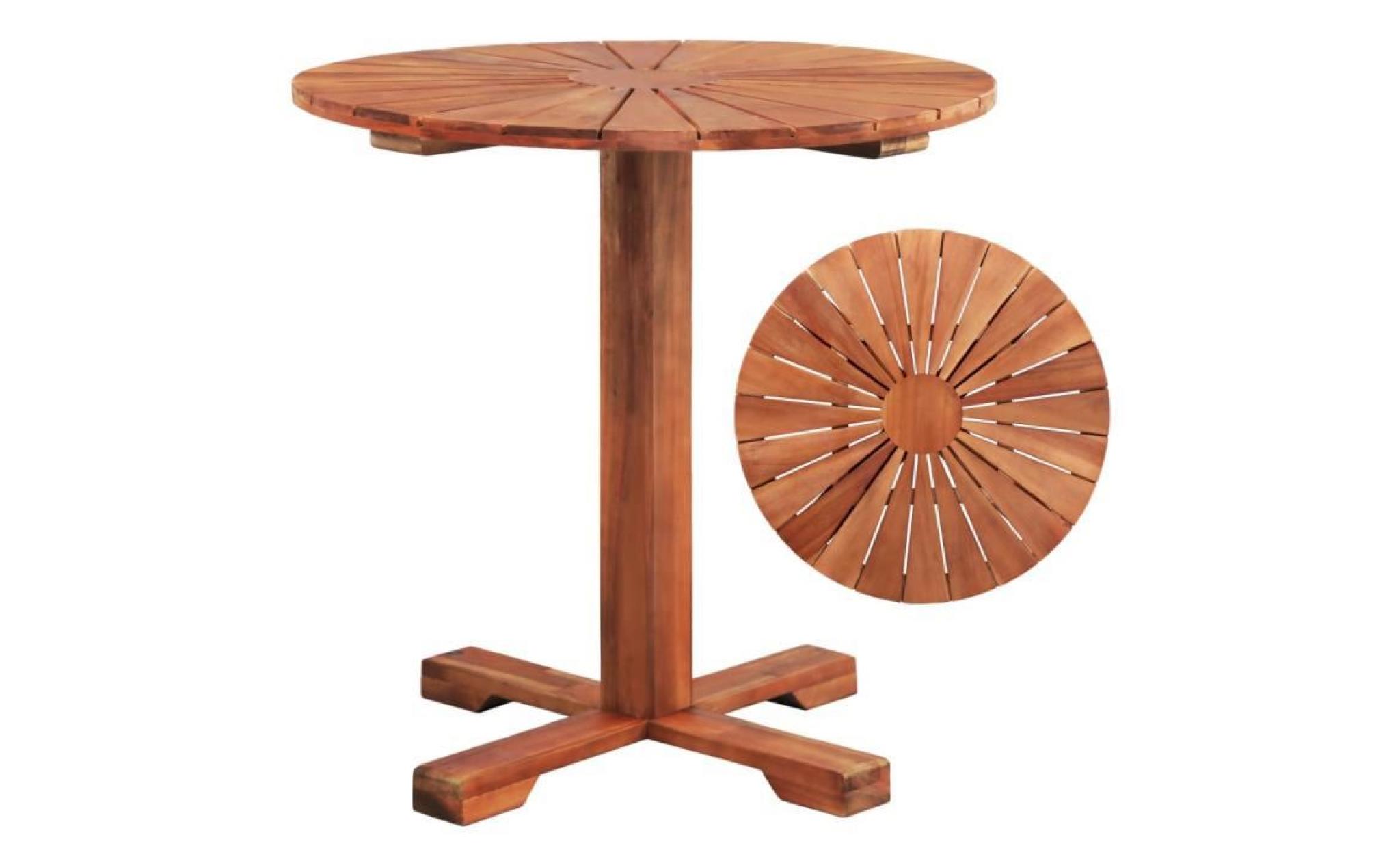 table sur pied bois d'acacia massif 70 x 70 cm rond