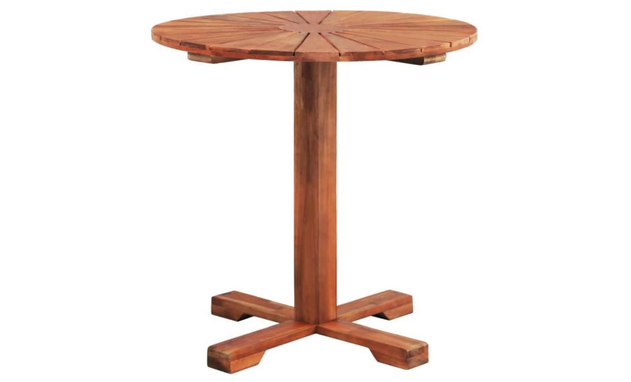 table sur pied bois d'acacia massif 70 x 70 cm rond pas cher