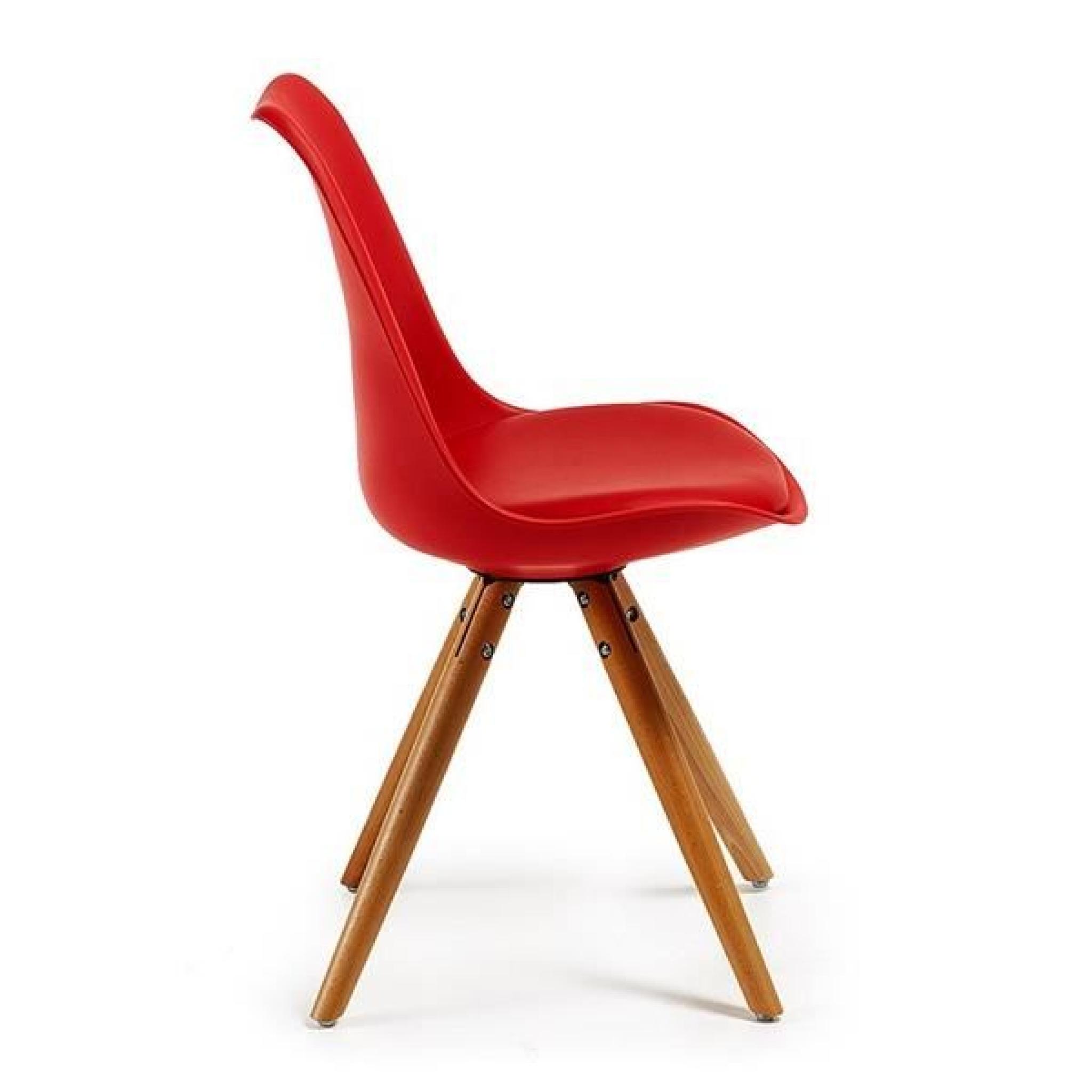 Table TULIPE 120 cm et 4 chaises CLUBBER Rouges pas cher