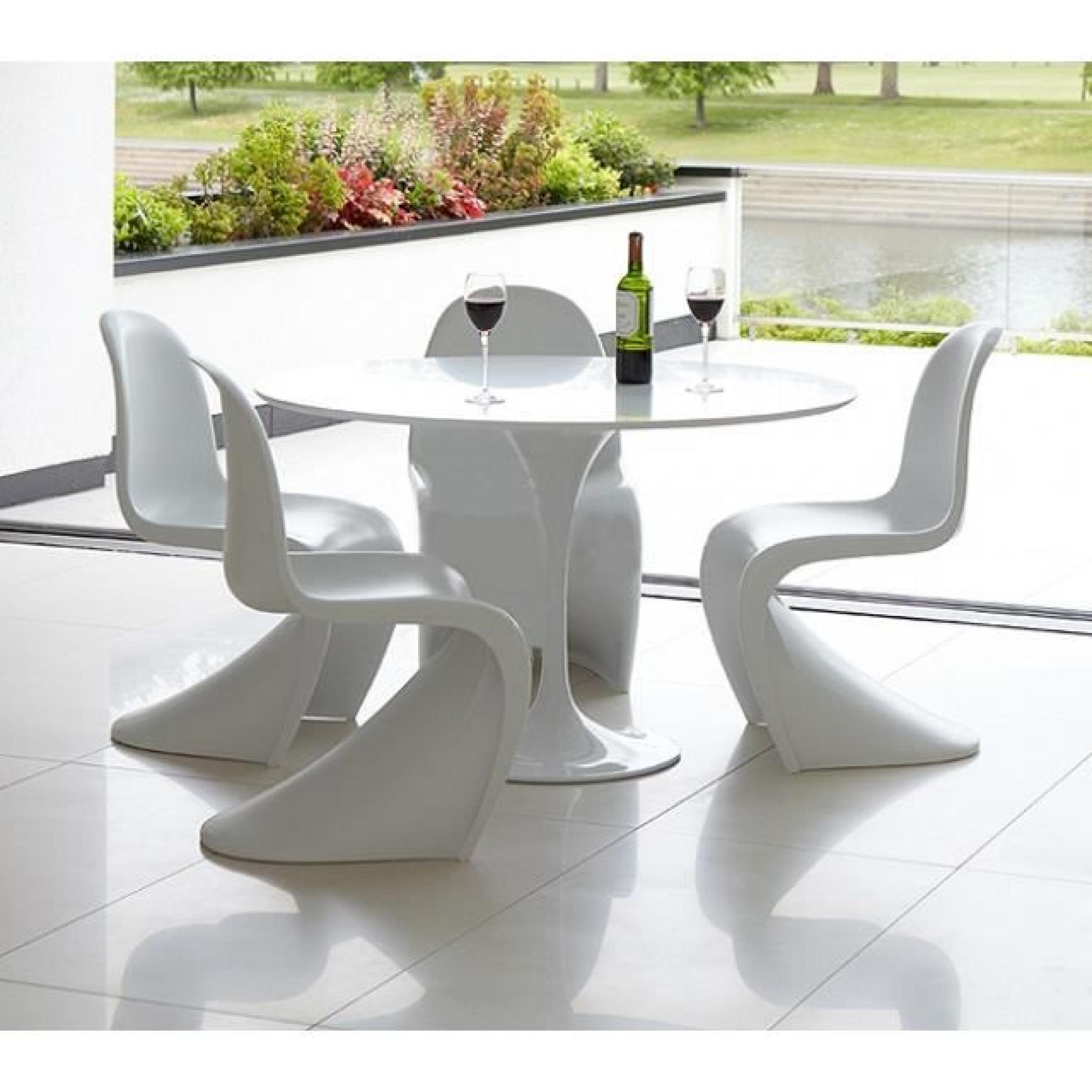 Table TULIPE 120 cm et 4 chaises FANTOME Blanches