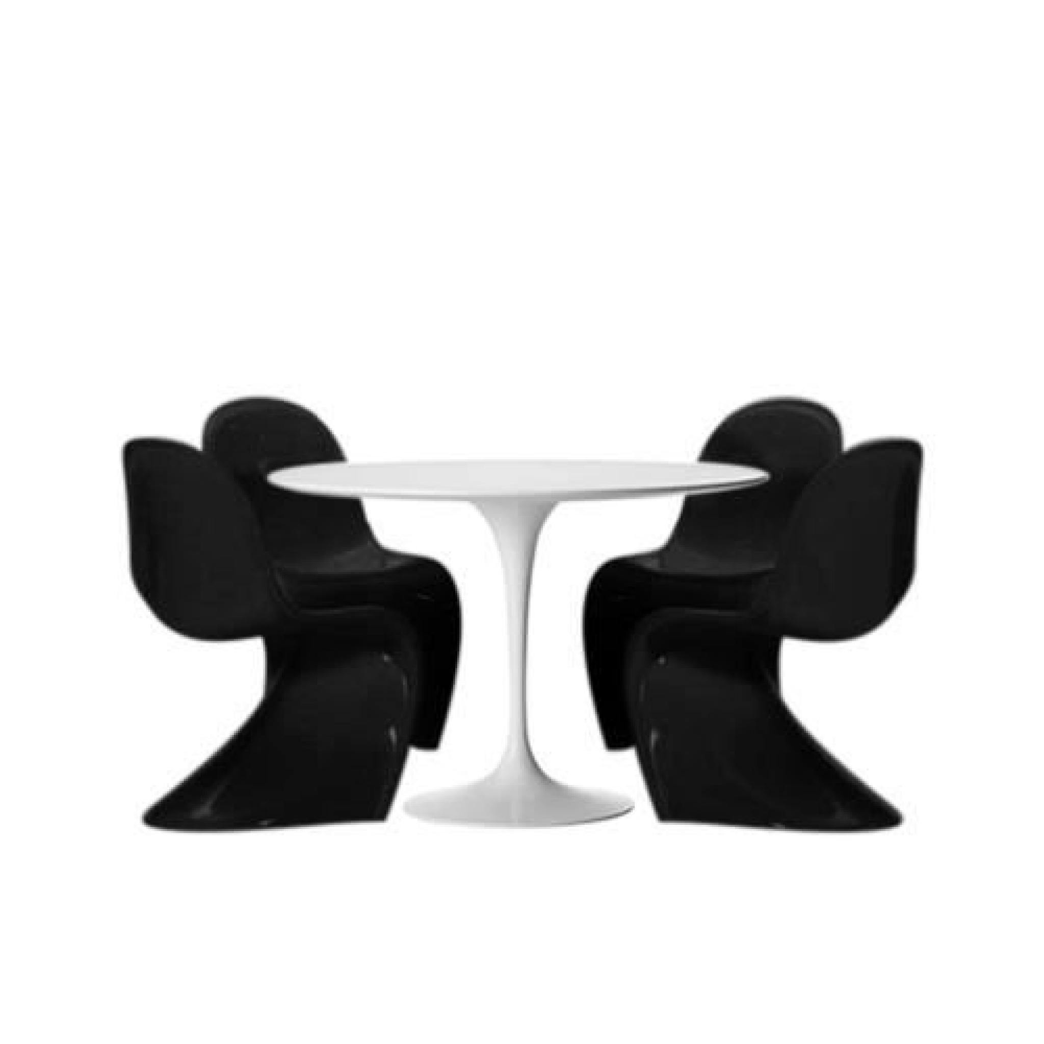 Table TULIPE 120 cm et 4 chaises FANTOME Noires