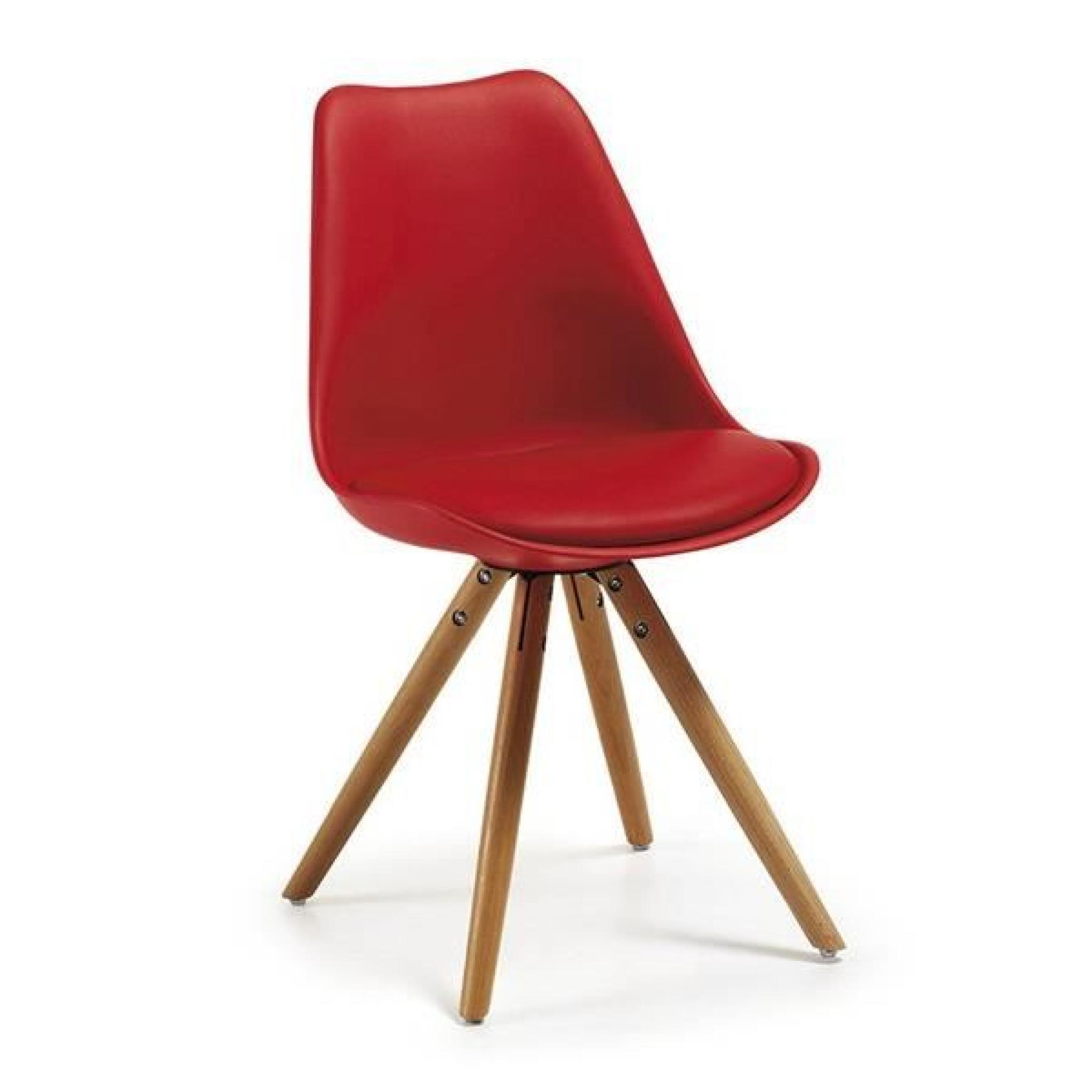 Table TULIPE 90 cm et 4 chaises CLUBBER Rouges pas cher
