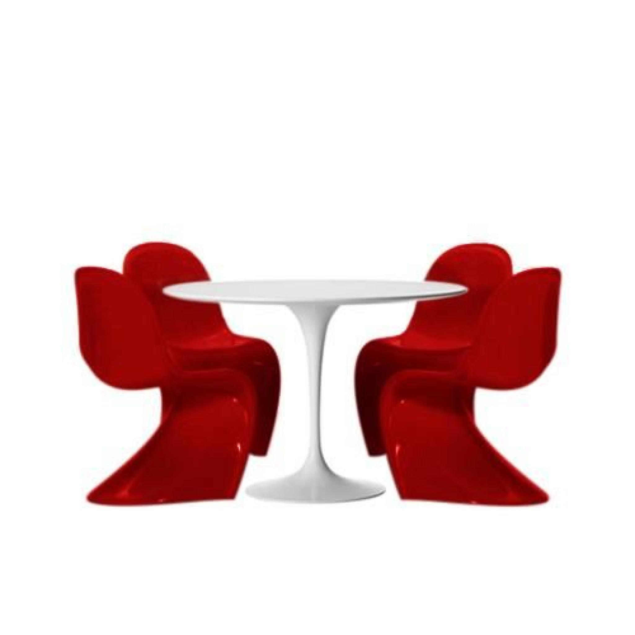 Table TULIPE 90 cm et 4 chaises FANTOME Rouges