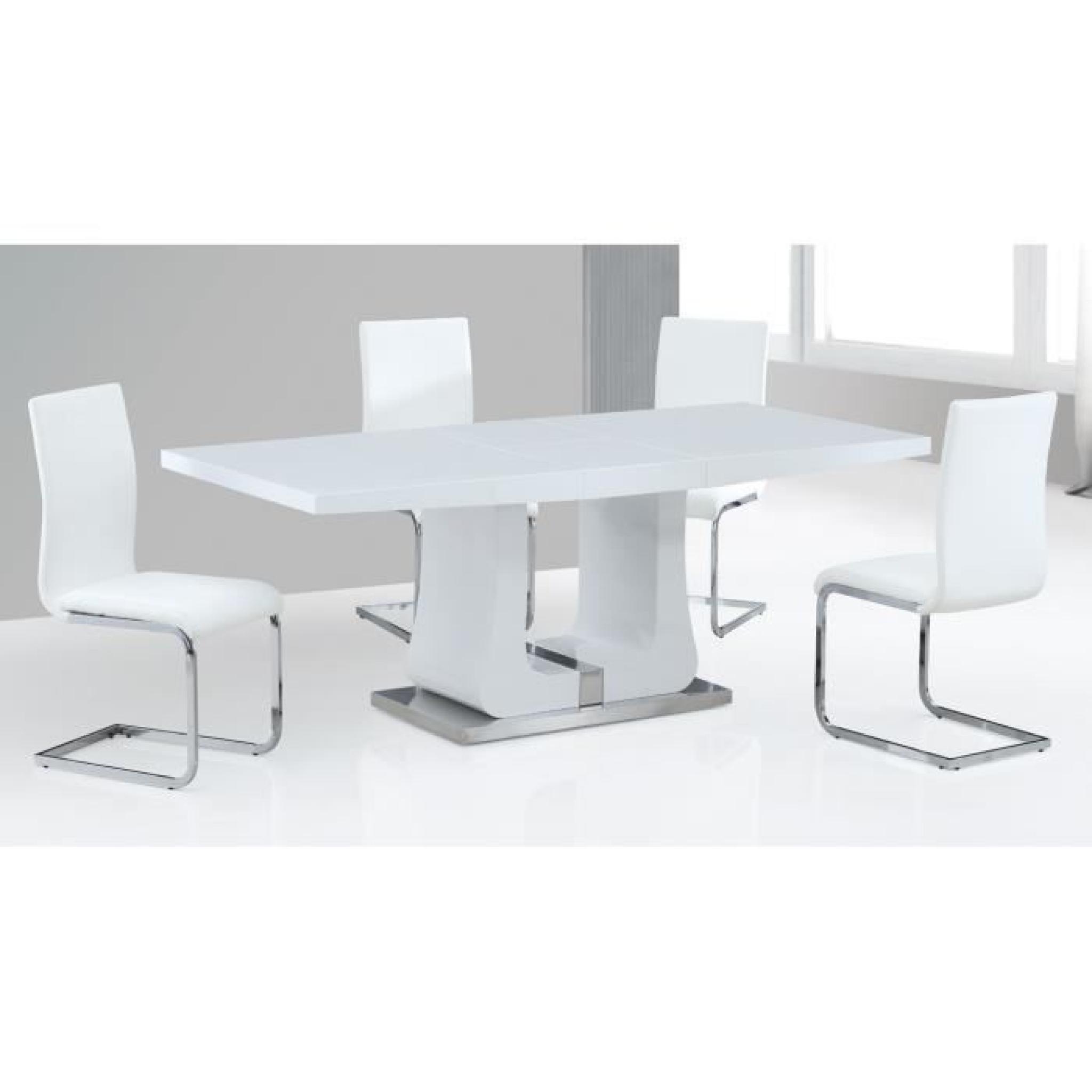 Table ultra design avec rallonge coloris blanc laqué