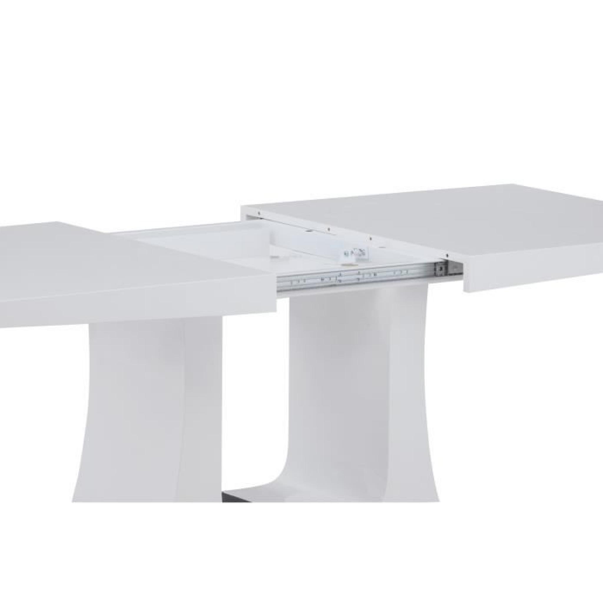 Table ultra design avec rallonge coloris blanc laqué pas cher