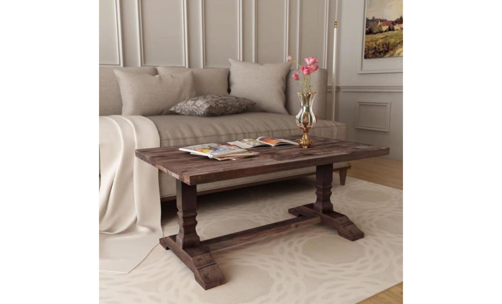 tables basses couleur : marron materiau : bois d'acacia massif brosse dimensions : 100 x 60