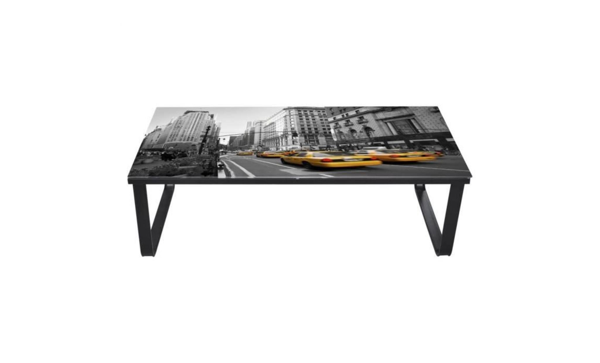 tables basses couleur : noir et impression forme : rectangulaire materiau : fer et verre tre