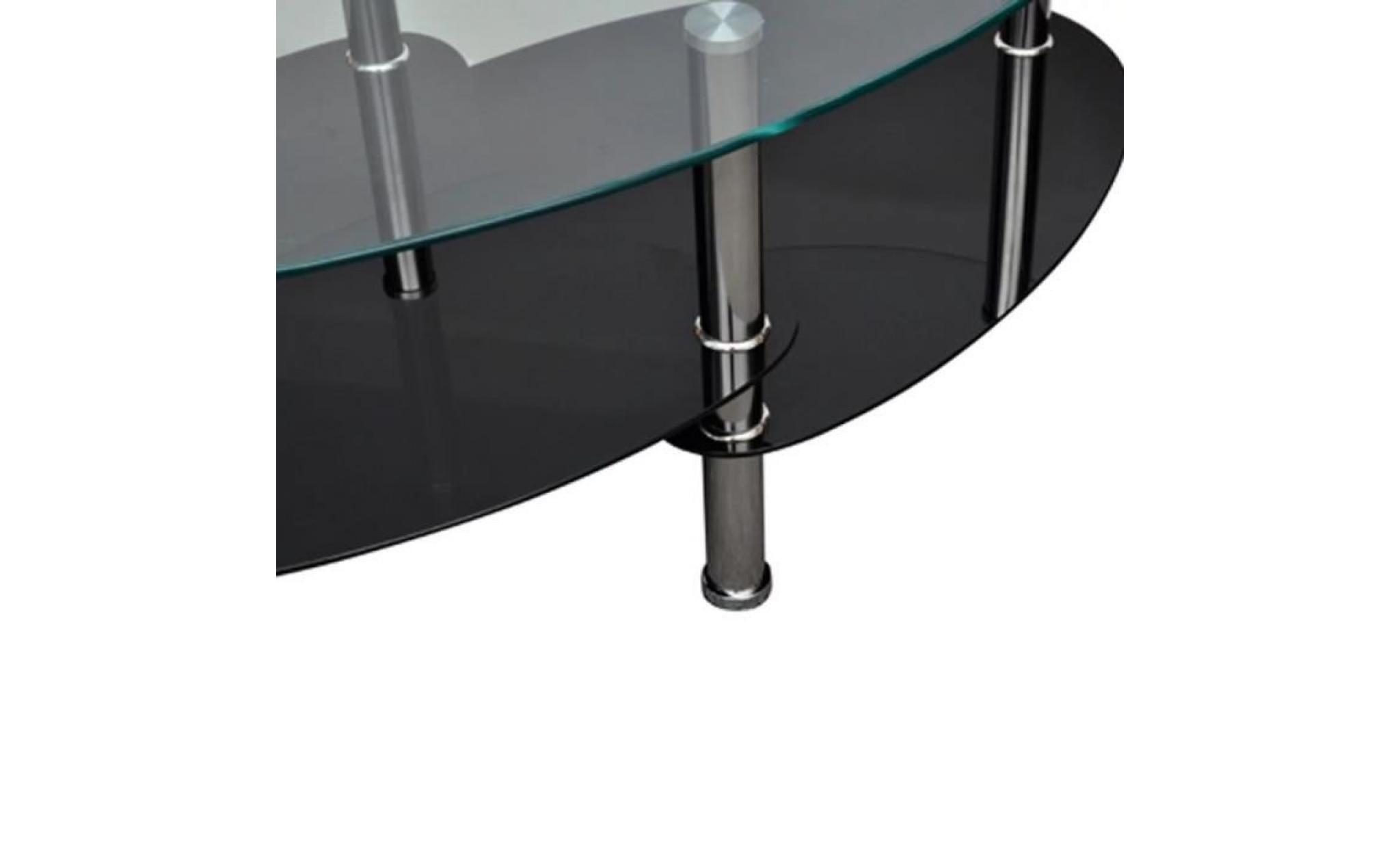 tables basses design exclusif a 3 couches materiau : verre trempe et cadre en metal taille