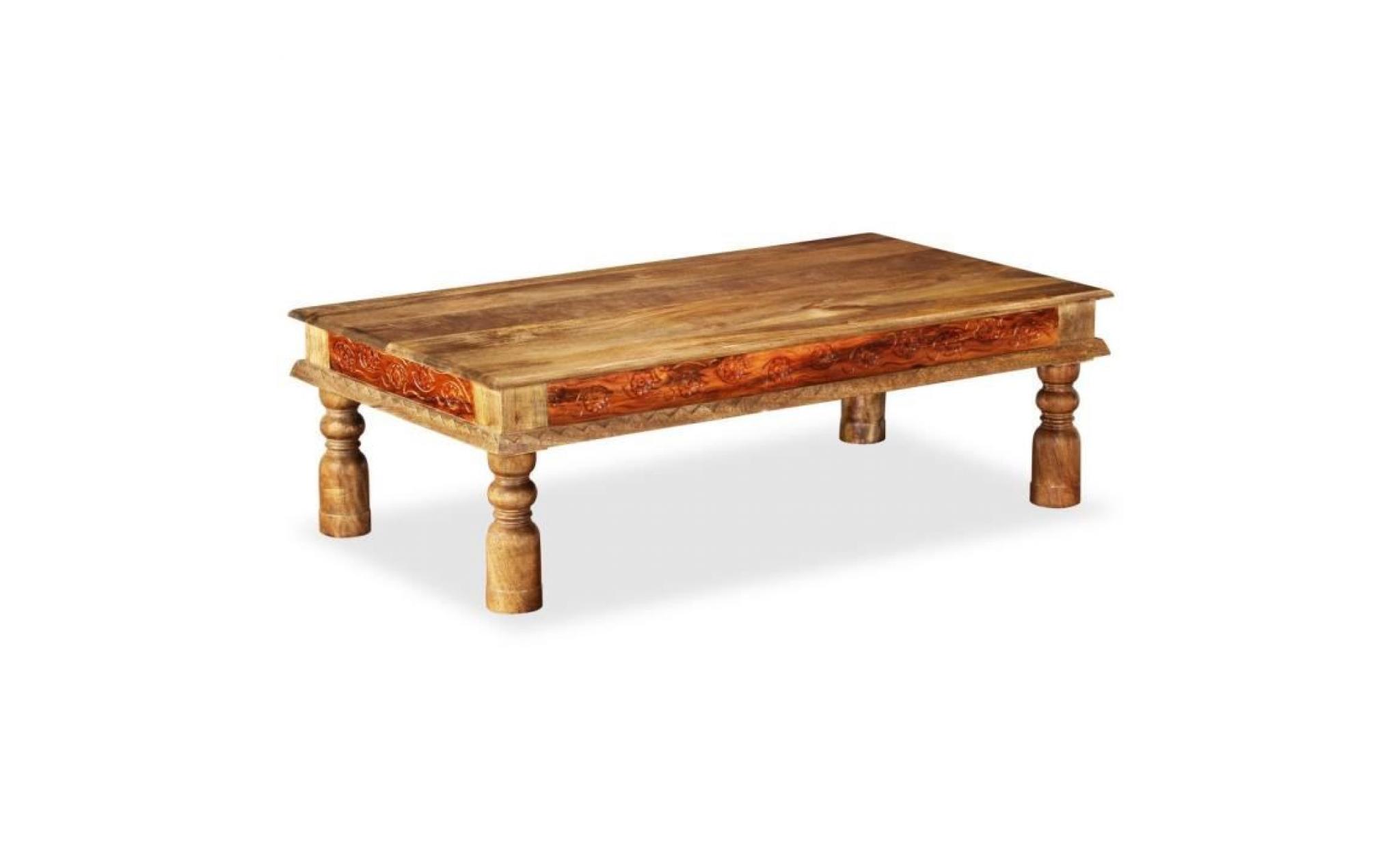 tables basses materiau : bois de manguier solide + bois de sesham dimensions : 110 x 60 x 38