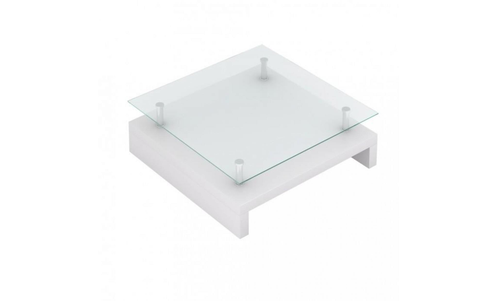 tables basses table basse de salon carree verre blanc laque