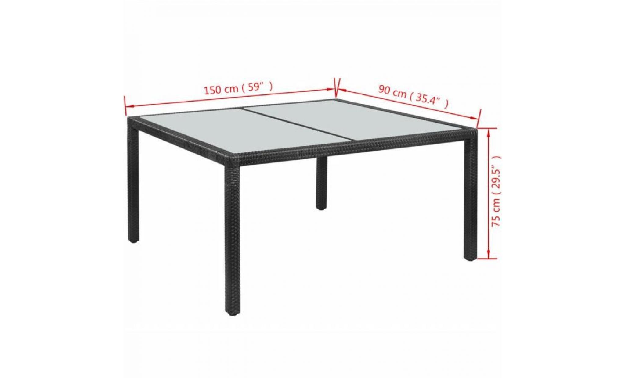tables d'extérieur table de jardin résine tressée 150 x 90 x 75 cm noir pas cher