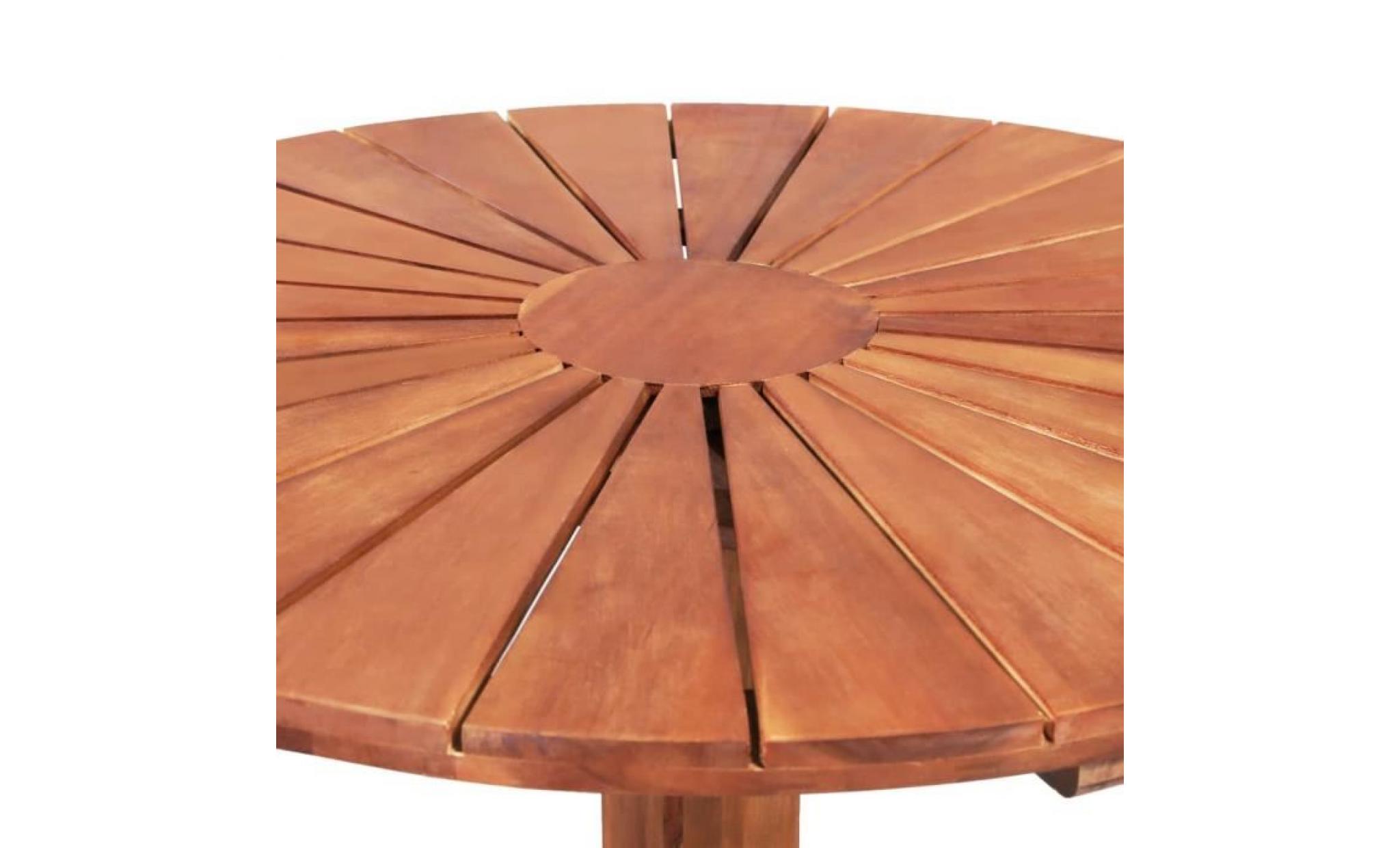 tables d'extérieur table sur pied bois d'acacia massif 70 x 70 cm rond pas cher