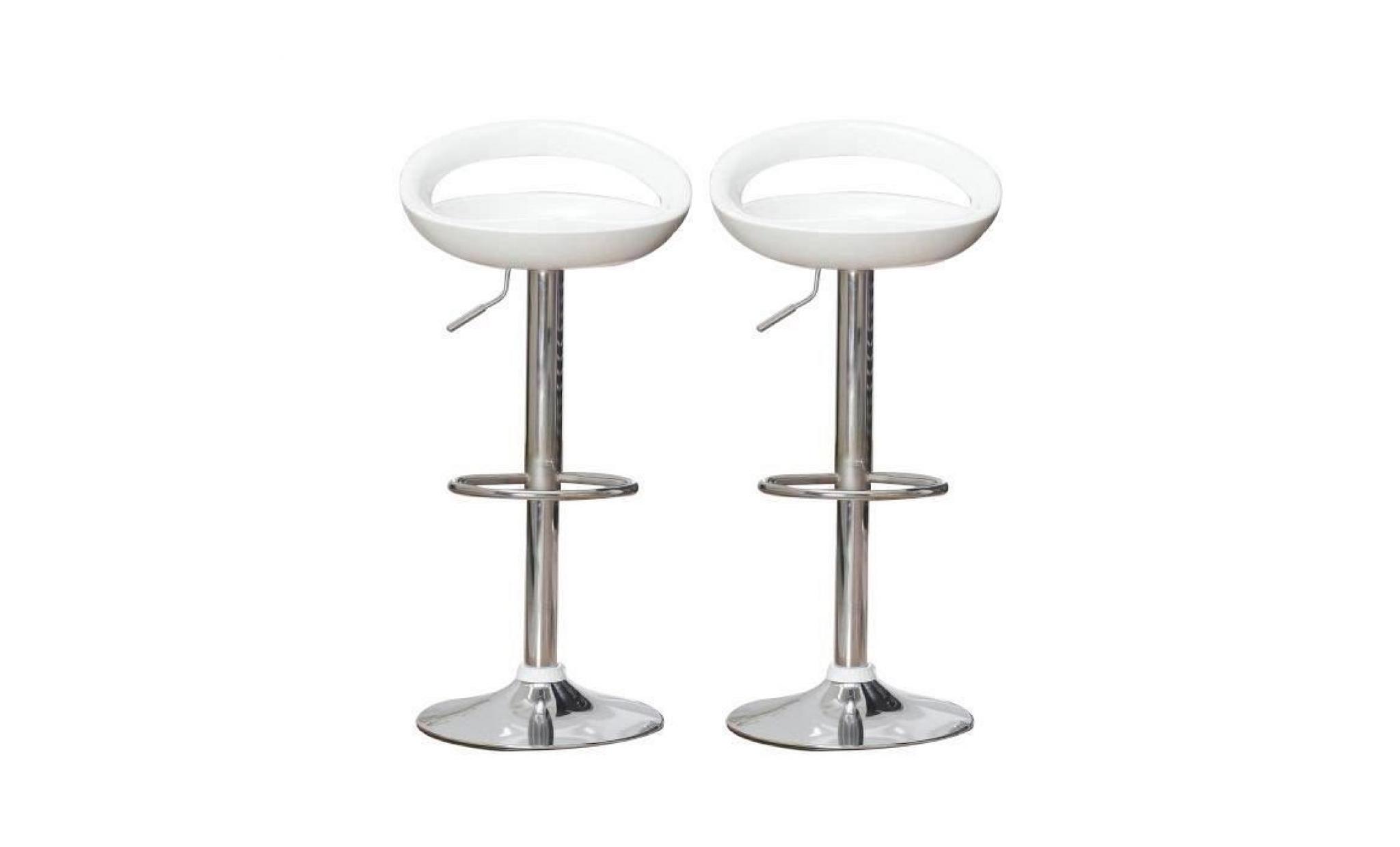 tabouret/chaise de bar en abs lot de 2 réglable minimaliste moderne  blanc
