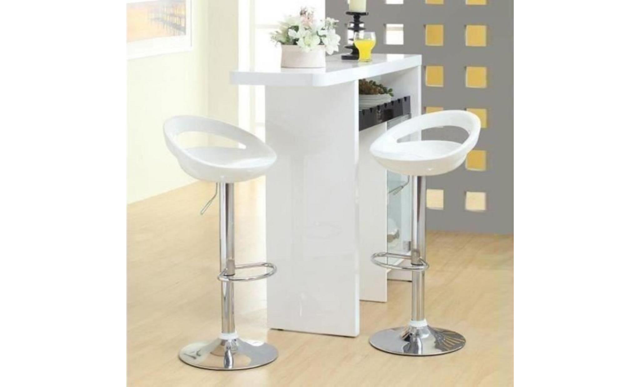 tabouret/chaise de bar en abs lot de 2 réglable minimaliste moderne  blanc pas cher