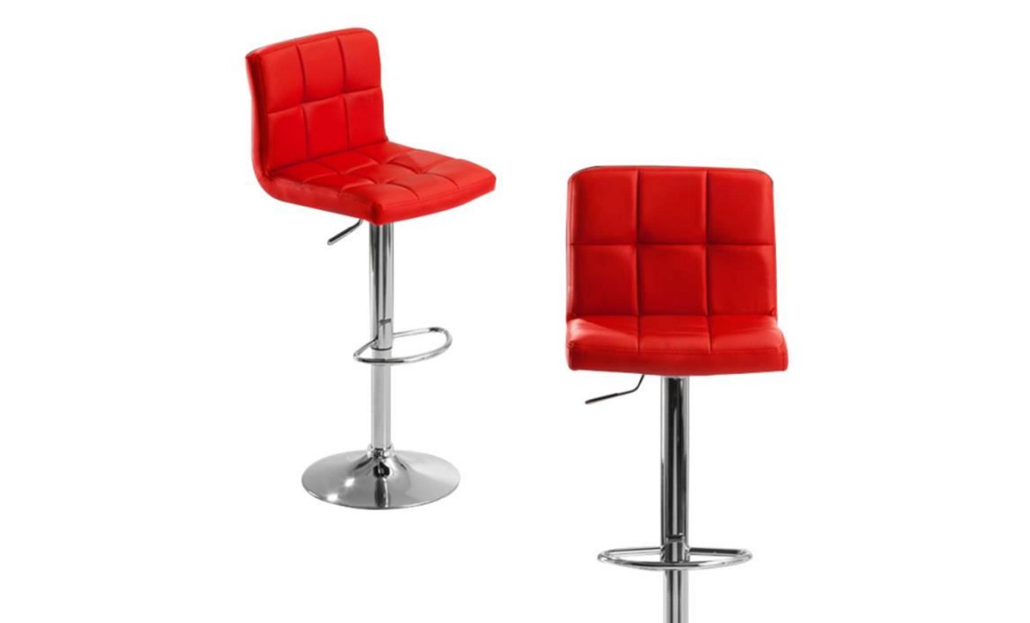 tabouret chaise de bar set de 2 pièces en simili cuir et métal réglable en hauteur rotatif noir