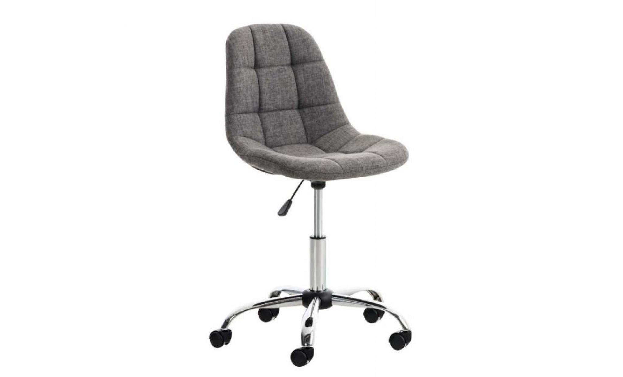 tabouret chaise de bureau pivotante hauteur réglable tissu gris tab010007