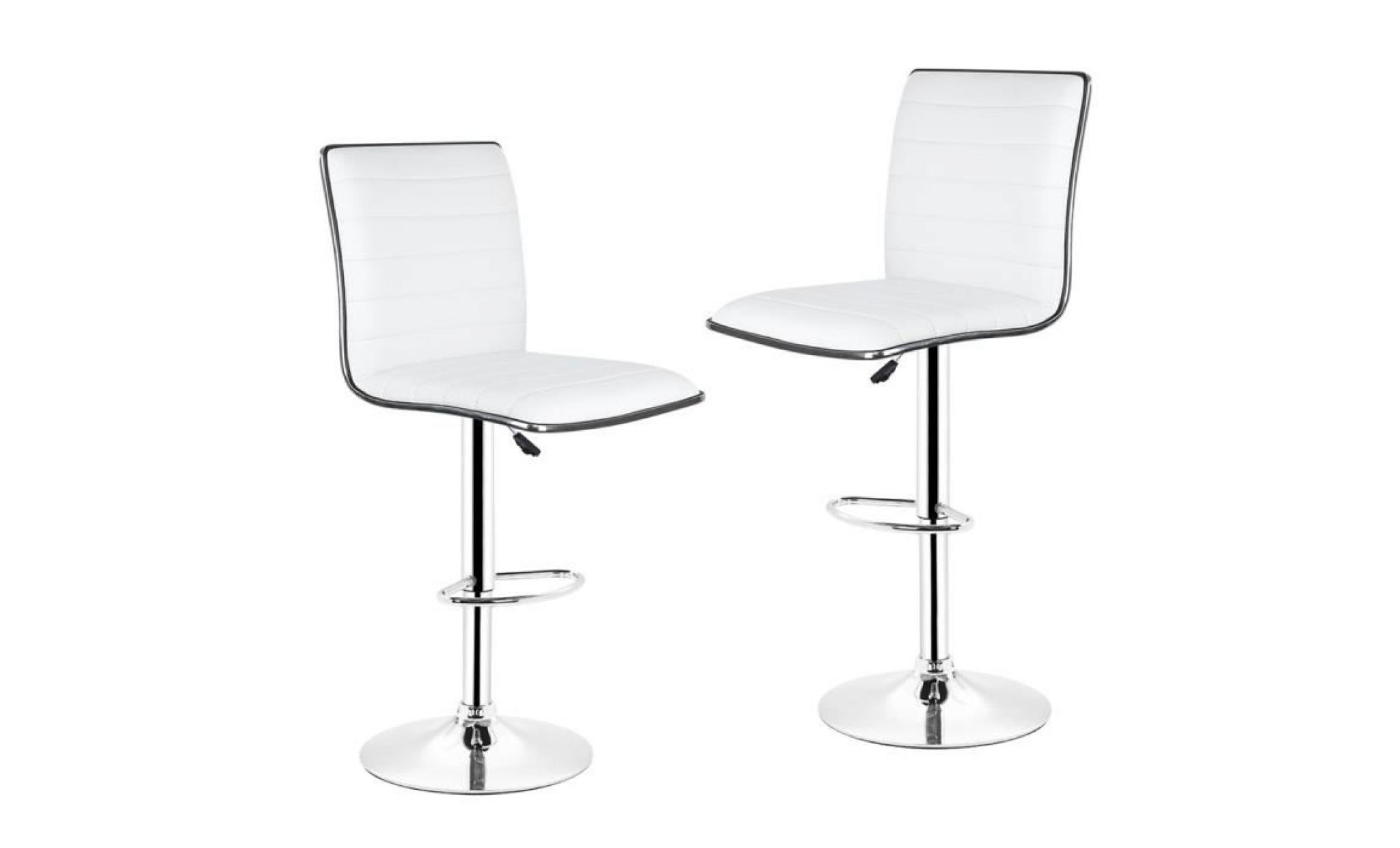 tabouret chrome faux cuir chaises de bar ajustable moderne hauteur réglable  lot de2 noir