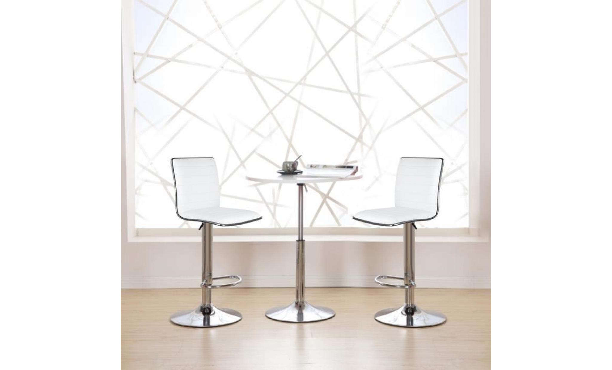 tabouret chrome faux cuir chaises de bar ajustable moderne hauteur réglable  lot de2 noir pas cher
