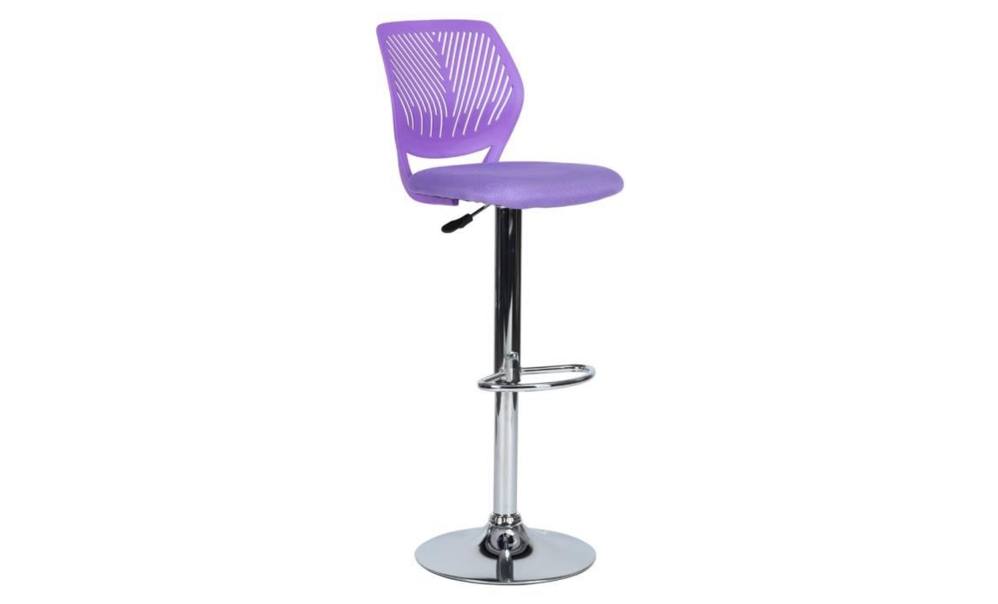 tabouret de bar chaise de bar haute   métal et plastique   violet   42*39*91 113cm