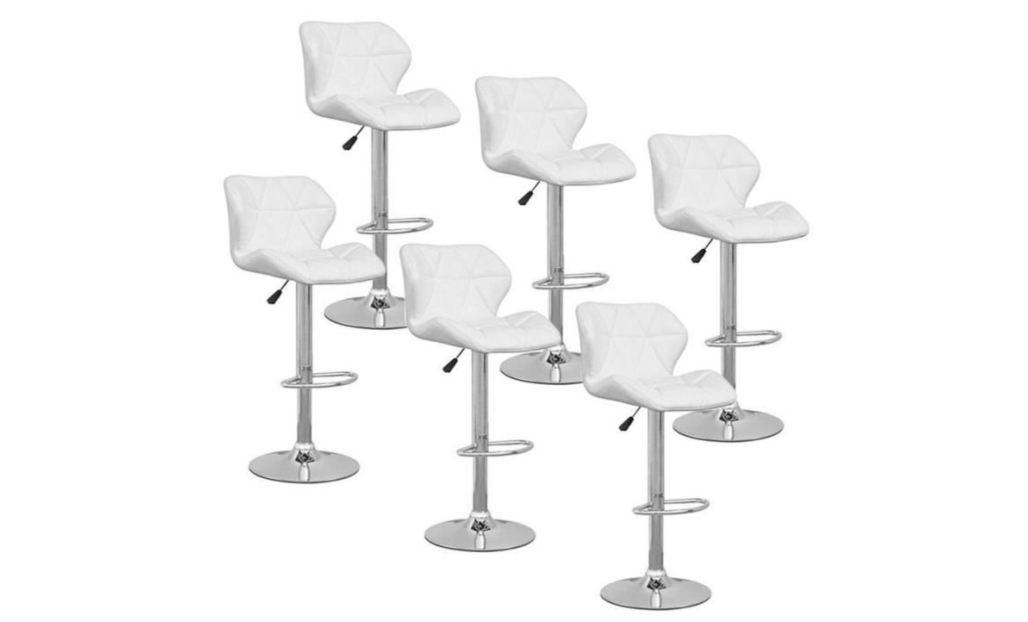 tabouret de bar, chaise de bar, lot de 6 tabourets de bar design, pivotant et réglable  noir/blanc