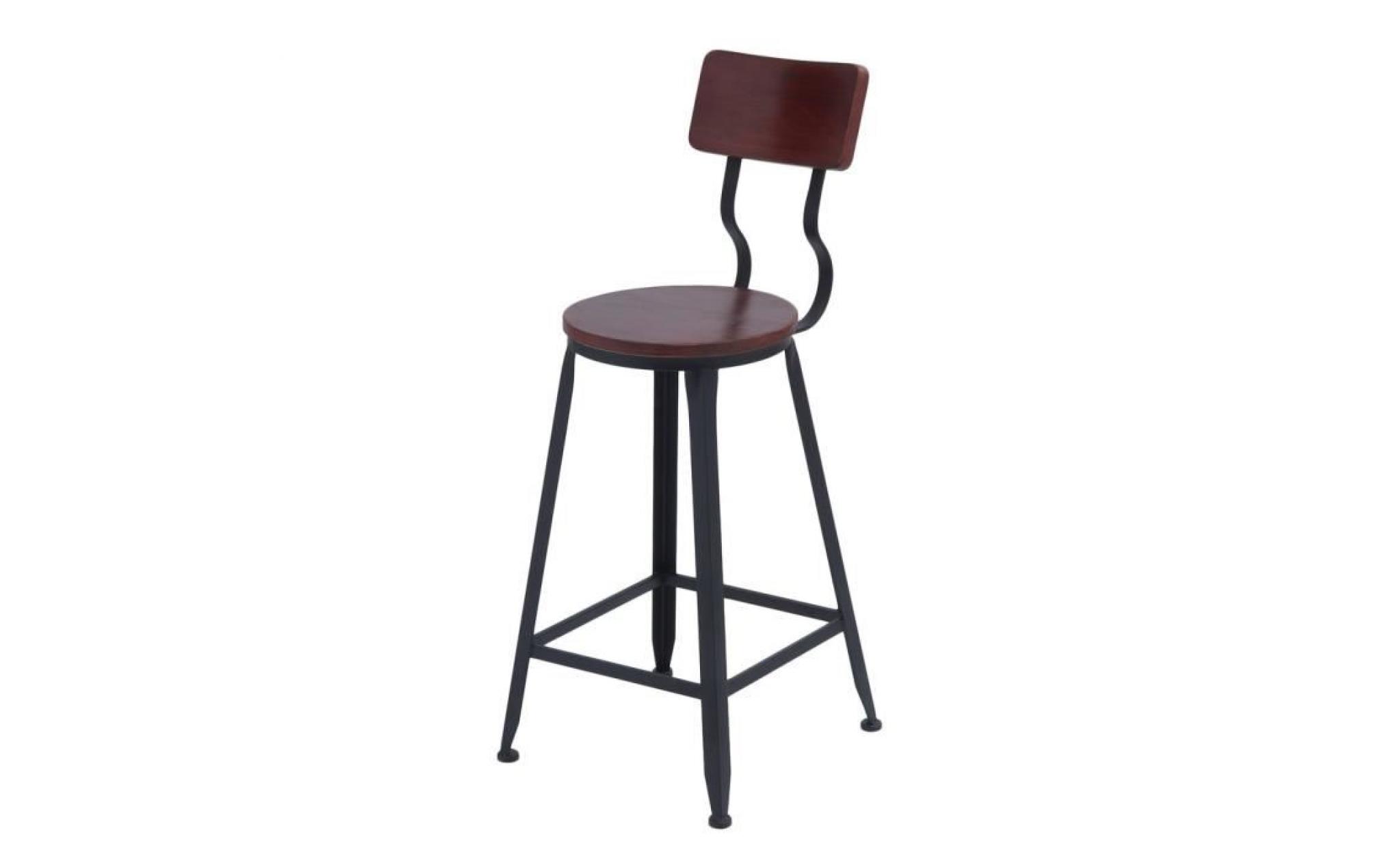 tabouret de bar chaise en bois et fer   style industriel vintage pour salle à manger cuisine 34*34*95cm