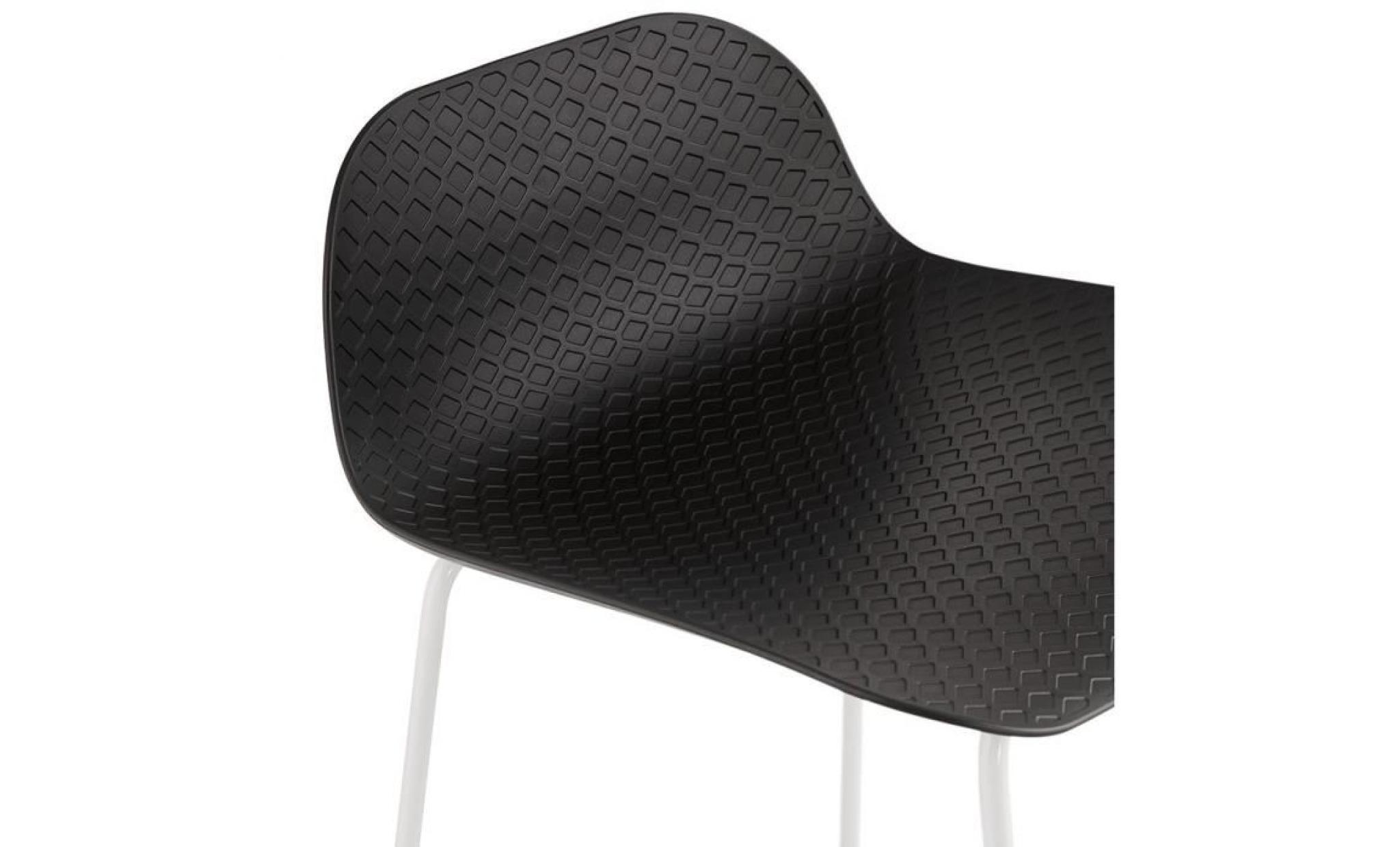 tabouret de bar design 'slade' noir avec pieds en mÉtal blanc dimensions 3d : 50,5x53x95 cm. tabouret de bar design avec assise pas cher