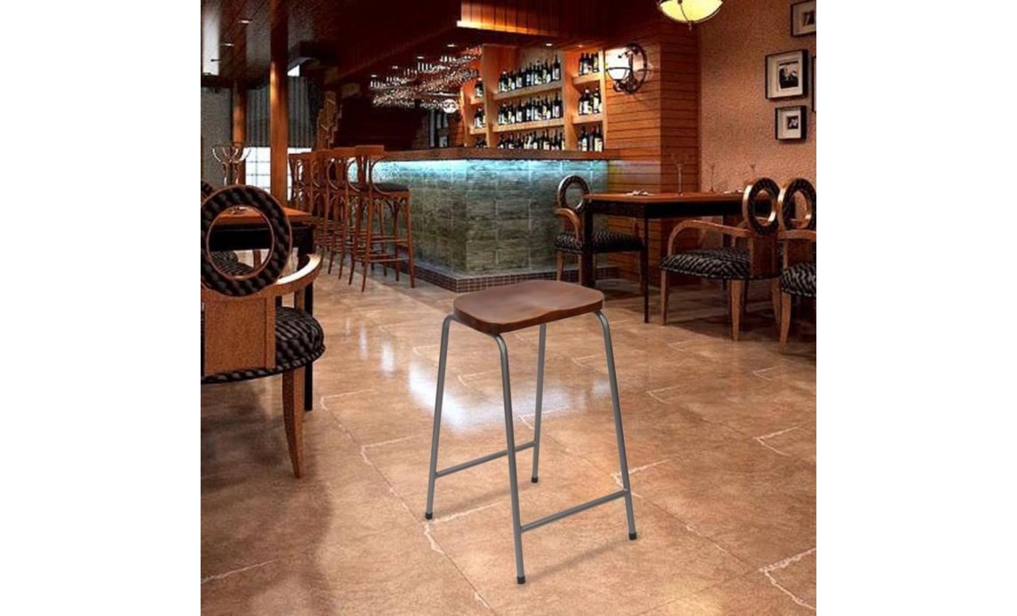 tabouret de bar industriel, chaise de salle à manger en bois et acier, style vintage rétro classique pas cher
