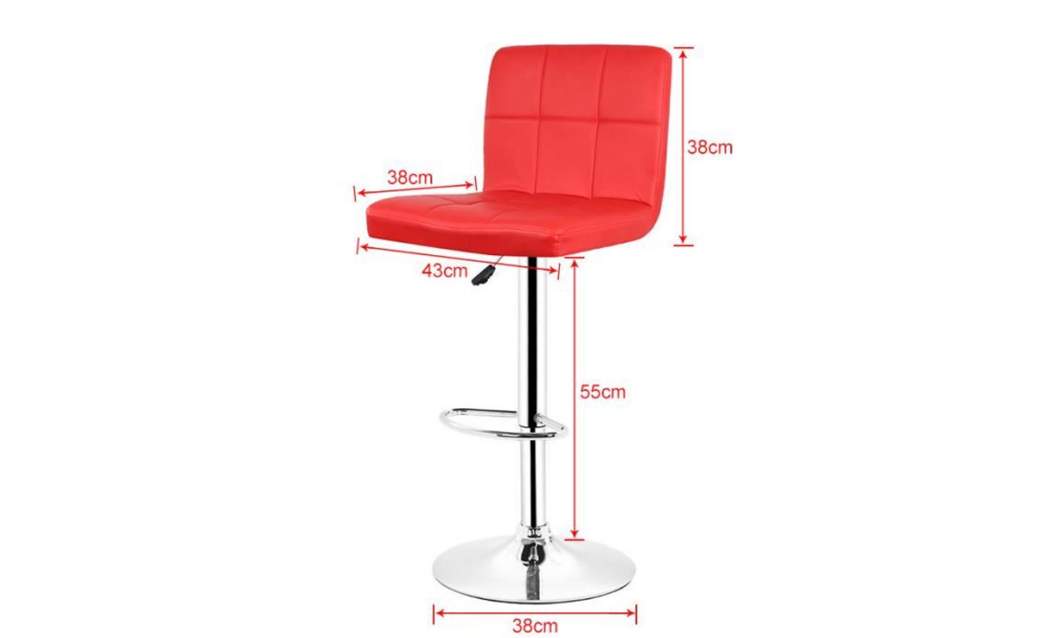 tabouret de bar lot de 2, chaise de bar rouge pivotant et réglable pas cher