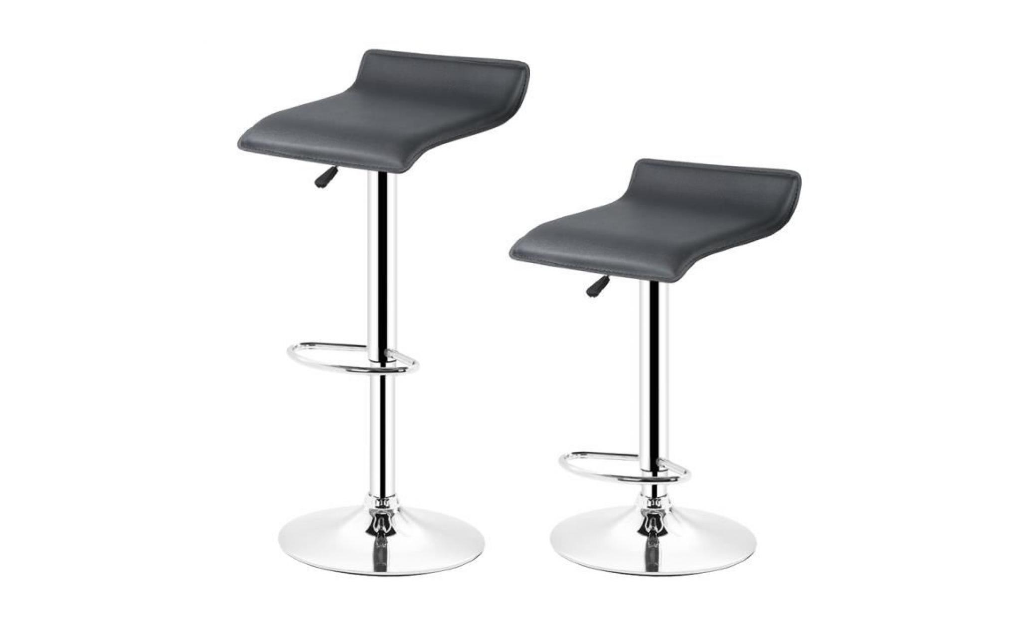 tabouret de bar lot de 2 en similicuir noir chaise de cuisine style minimaliste