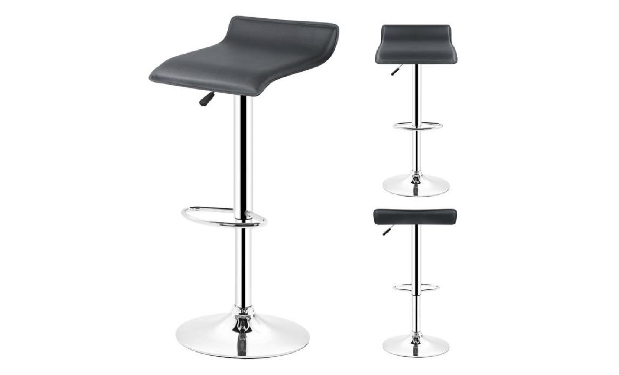 tabouret de bar lot de 2 en similicuir noir chaise de cuisine style minimaliste pas cher
