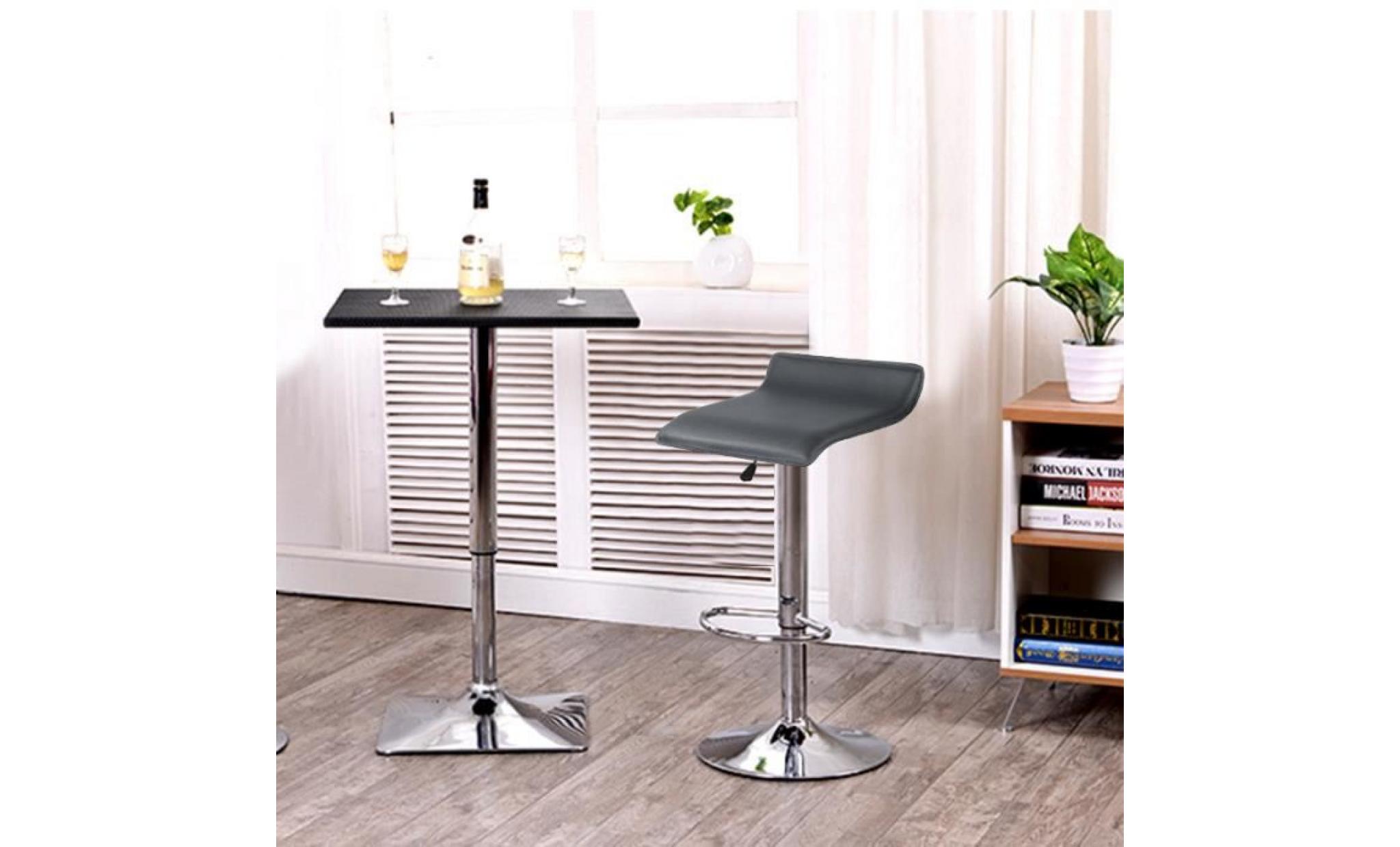 tabouret de bar lot de 2 en similicuir noir chaise de cuisine style minimaliste pas cher