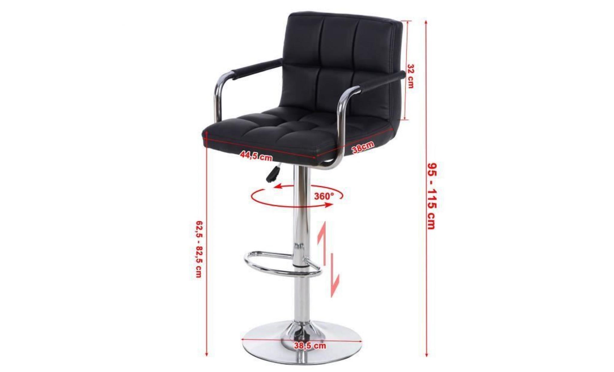 tabouret de bar lot de 4, chaise de bar noir pivotant et réglable en hauteur 58 cm   78 cm pas cher