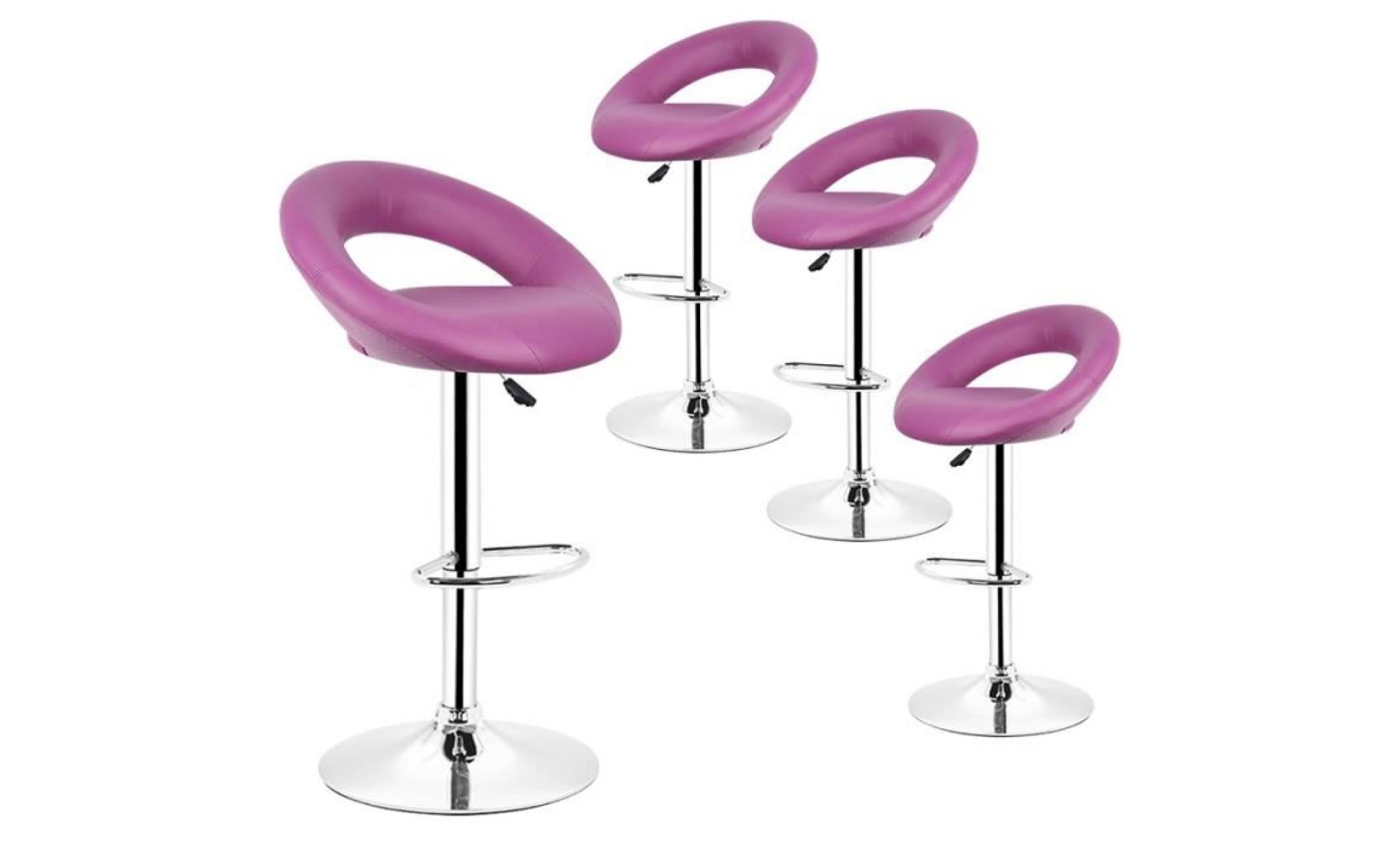 tabouret de bar lot de 4, chaise de bar violet réglable en hauteur 63 cm   83 cm