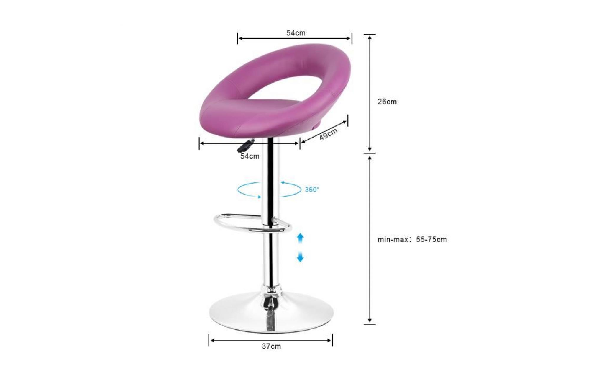 tabouret de bar lot de 4, chaise de bar violet réglable en hauteur 63 cm   83 cm pas cher