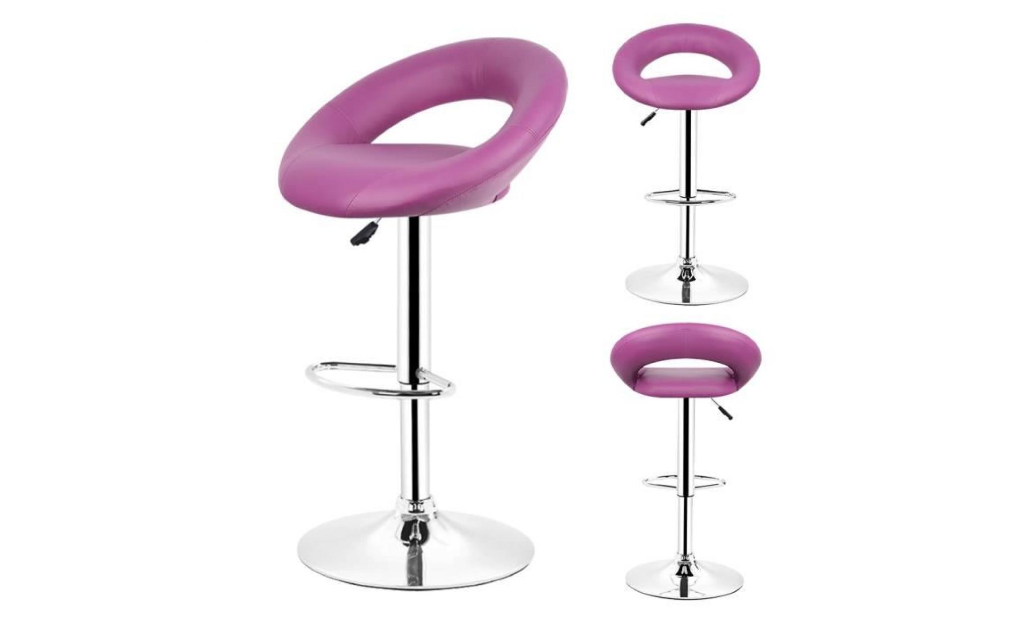 tabouret de bar lot de 4, chaise de bar violet réglable en hauteur 63 cm   83 cm pas cher