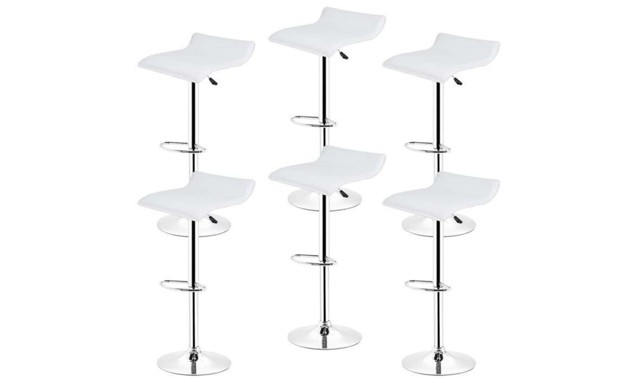 tabouret de bar lot de 6, tabouret de bar design, chaise de bar blanc pivotant et réglable en hauteur 57 cm   77 cm