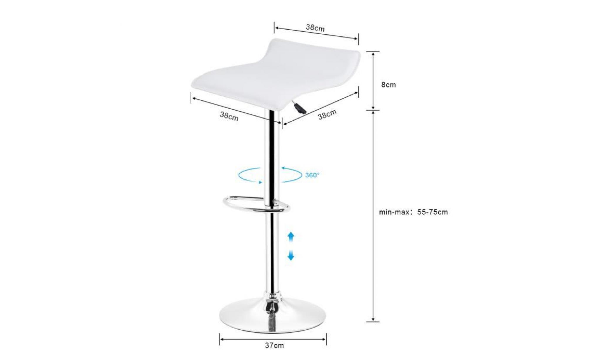 tabouret de bar lot de 6, tabouret de bar design, chaise de bar blanc pivotant et réglable en hauteur 57 cm   77 cm pas cher