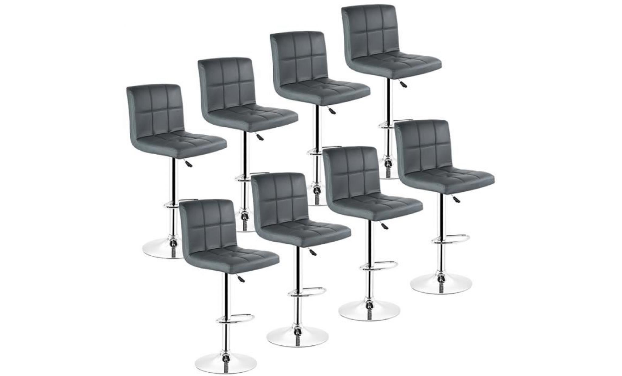 tabouret de bar lot de 8 chaise en simili cuir tabouret desige   gris