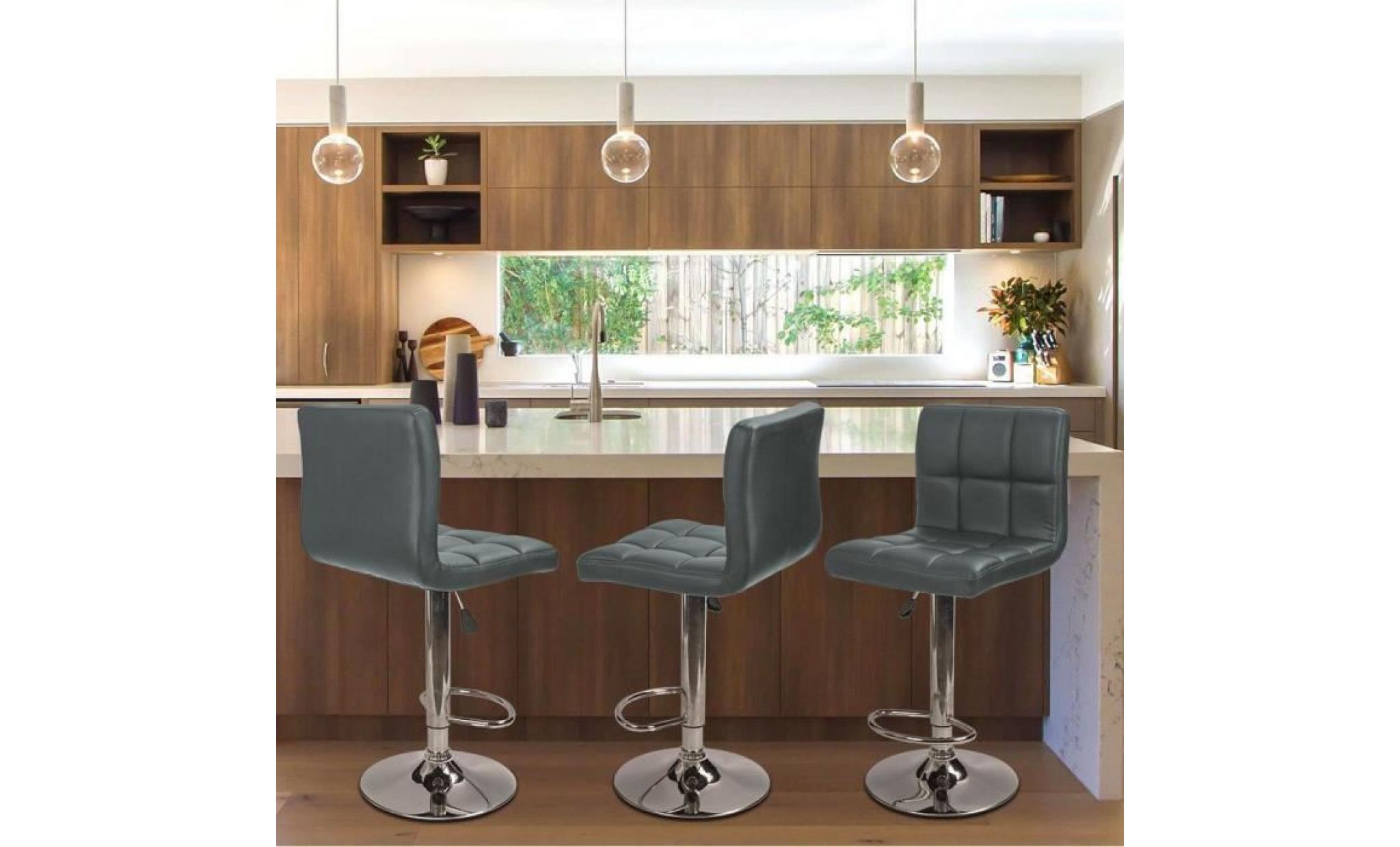 tabouret de bar lot de 8 chaise en simili cuir tabouret desige   gris pas cher