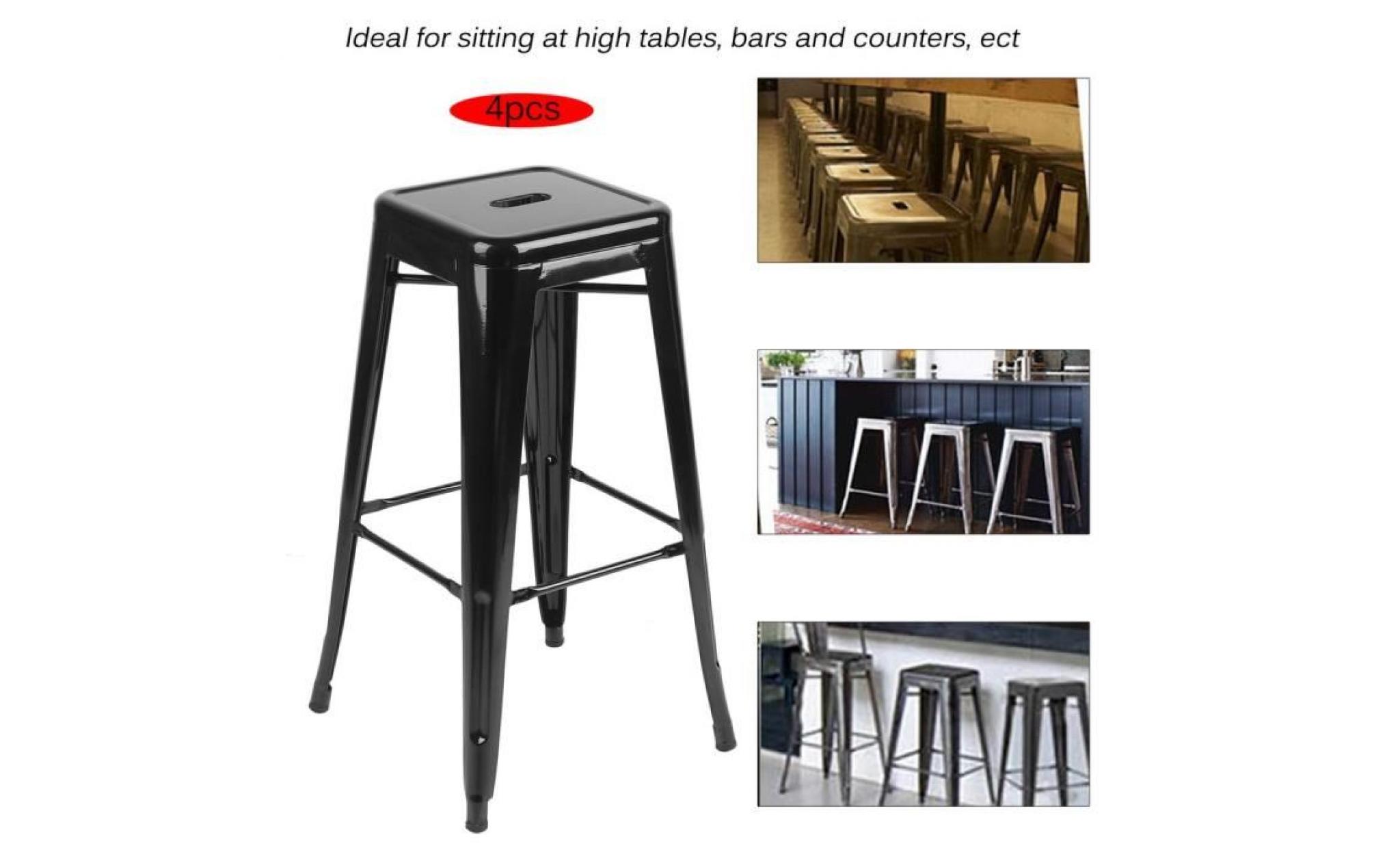 tabouret de bar moderne de fer haut tabouret de comptoir 4 pcs chaises de bar réception chaise