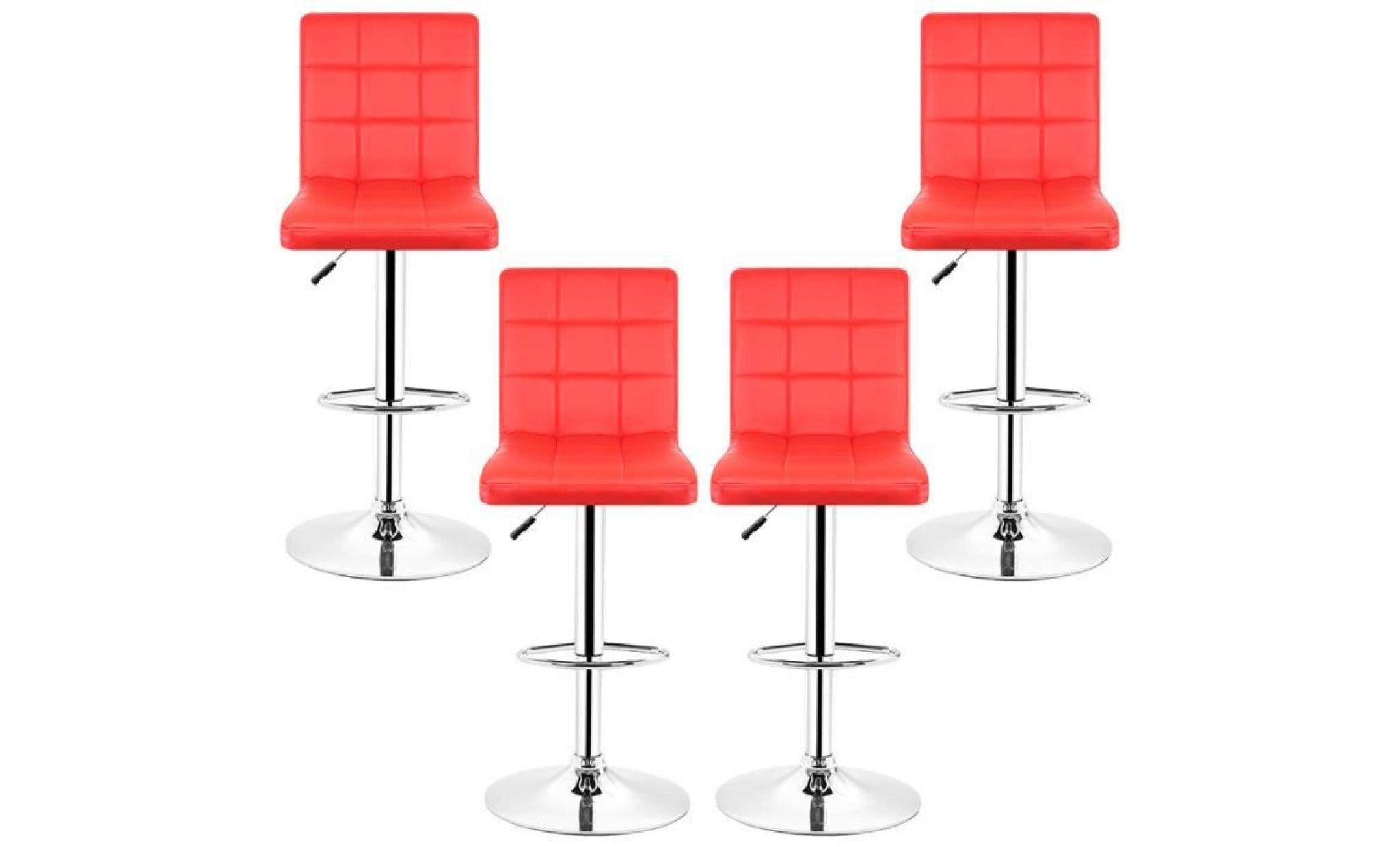 tabouret de bar    rouge   chaise de bar pu   4pcs  @ bonachat