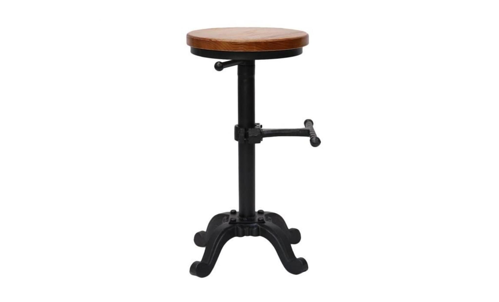 tabouret de bar style industriel hauteur réglable pivotant chaise à manger en bois de pin+acier