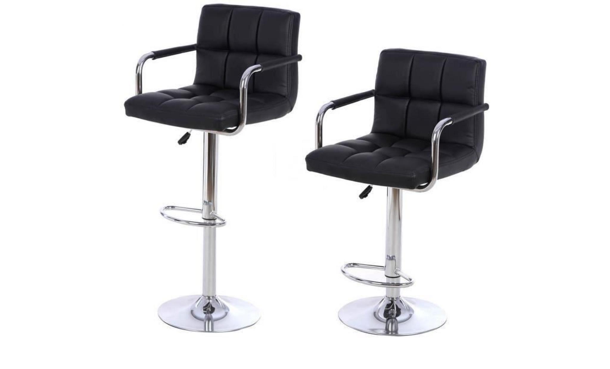 tabouret noir   lot de 2   tabouret de bar pivotant   réglable en hauteur   chaise en simili cuir pas cher