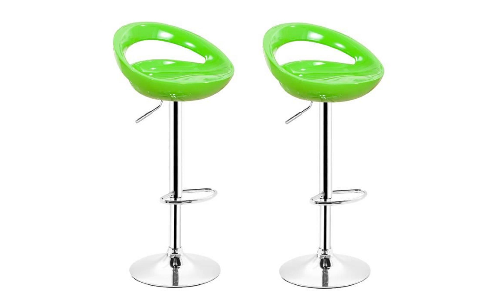 tabourets chaise de bar vert 59 80cm en abs (lot de 2 )