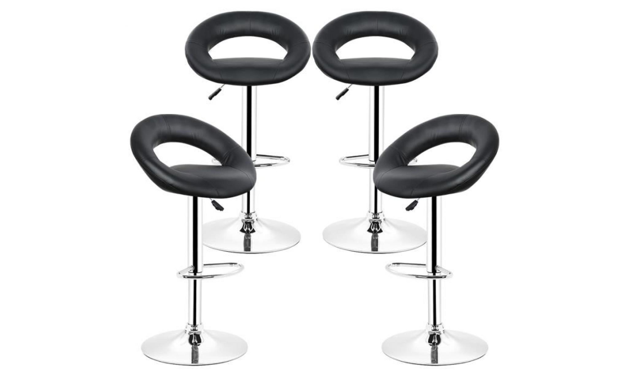 tabourets de bar,chaise de tabouret lot de 4  simili cuir pu design pivotante réglable en hauteur noir