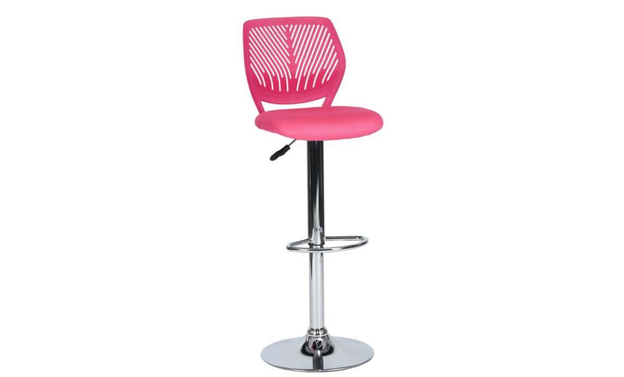 tabourets de bar chaises de bar haute   tissu métal et plastique rose 42*39*91 113cm