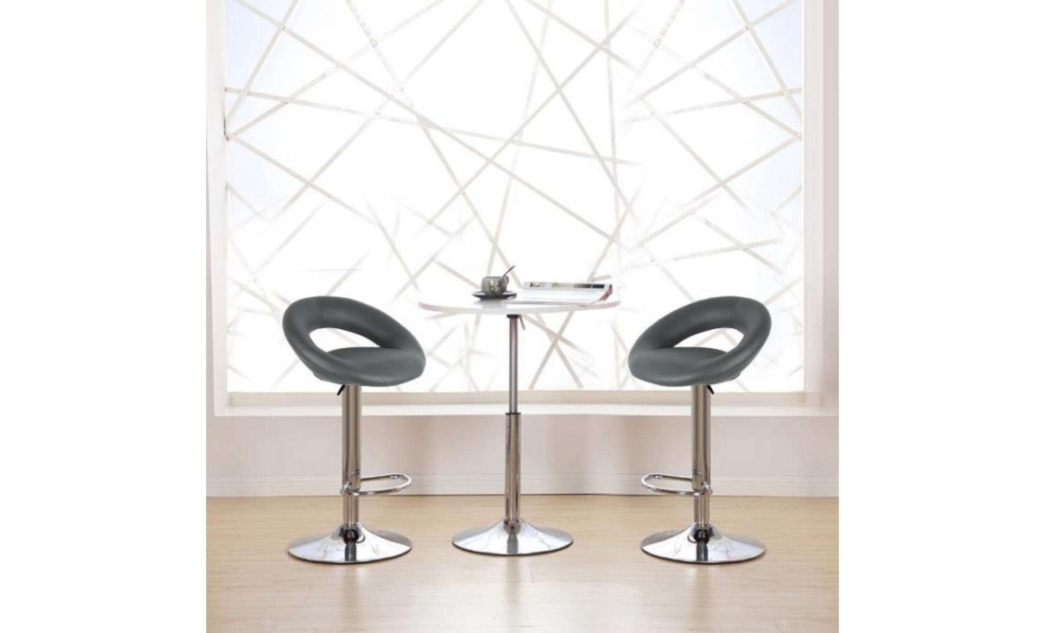 tabourets de bar gris pu, hauteur réglable,rotatif à 360 dégrées lot de 2 chaise de tabouret
